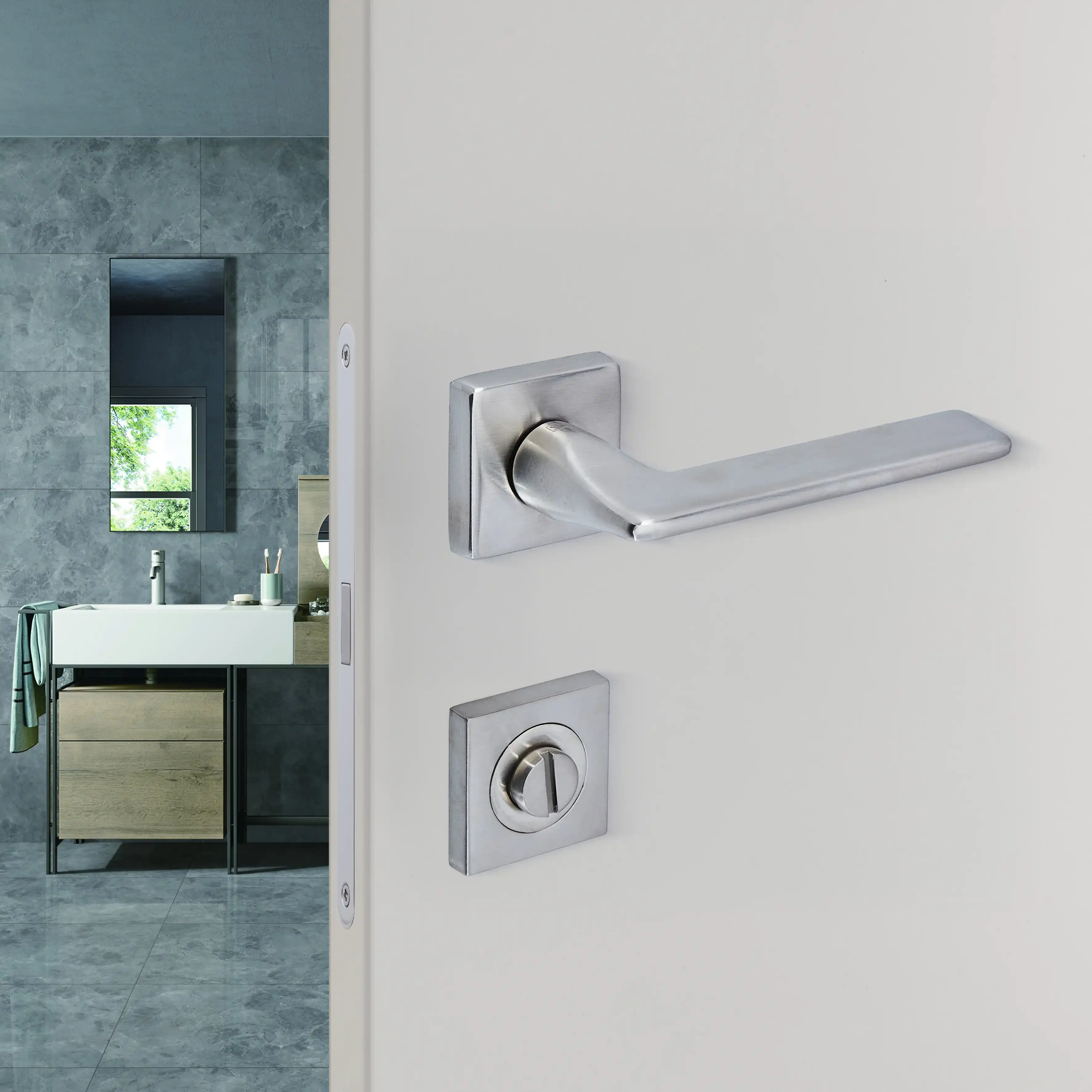 Sese Nida Modeli Kare Rozetli Wc Kapı Kolu Inox (200-224R-02-53) - 3