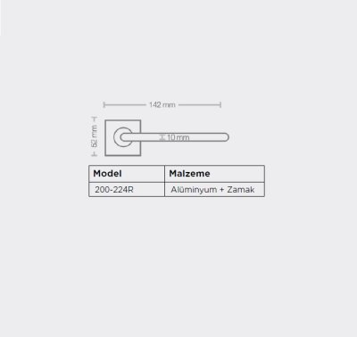 Sese Nida Modeli Kare Rozetli Wc Kapı Kolu Inox (200-224R-02-53) - 6