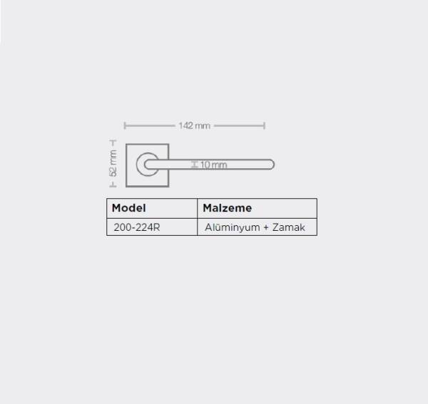 Sese Nida Modeli Kare Rozetli Wc Kapı Kolu Inox (200-224R-02-53) - 6