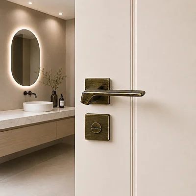 Sese Özge Modeli Kare Rozetli Wc Kapı Kolu Antik Renk (200-220R-02-94) - 1