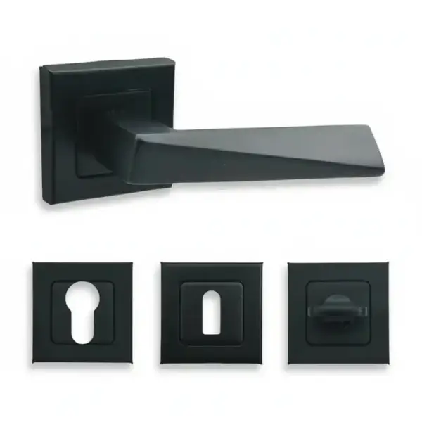 Sese Prizma Modeli Kare Rozetli Oda Kapı Kolu Siyah (200-112R-01-02) - 3