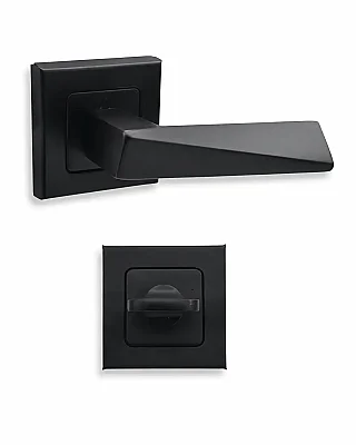 Sese Prizma Modeli Kare Rozetli Wc Kapı Kolu Siyah (200-112R-02-02) - Sese (1)
