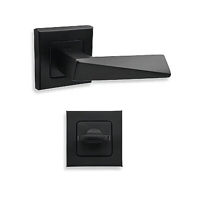 Sese Prizma Modeli Kare Rozetli Wc Kapı Kolu Siyah (200-112R-02-02) - 5