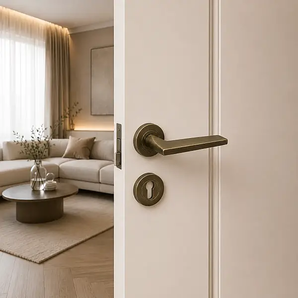 Sese Defne Modeli Yale Rozetli Dış Kapı Kolu Antik Renk (200-212R-03-94) - 1