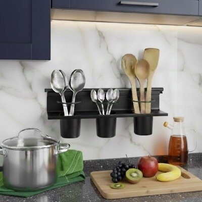 Sese Set Üstü Kaşıklık Üç Bardaklı Siyah 60 cm (240-02-27-02) - Sese