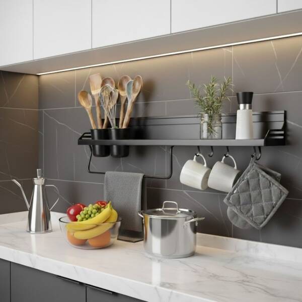 Sese Set Üstü Siyah Çift Bardaklı Kaşıklık 800mm (240-02-24-02) - 1