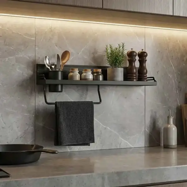 Sese Set Üstü Siyah Tek Bardaklı Kaşıklık 600mm (240-02-21-02) - 1