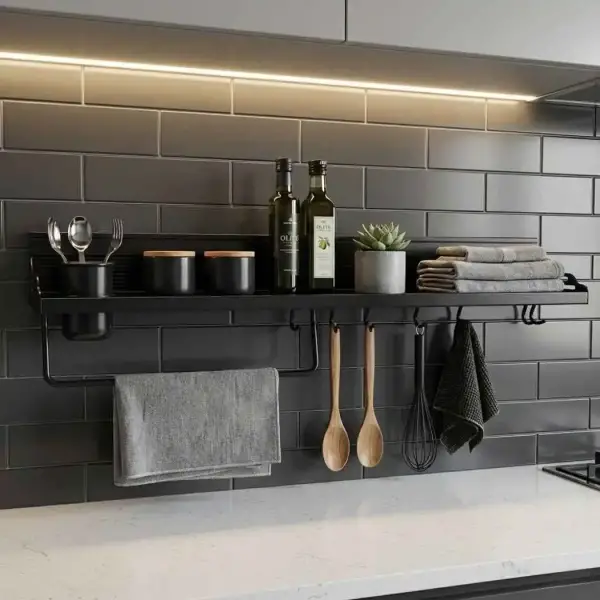 Sese Set Üstü Siyah Tek Bardaklı Kaşıklık 800mm (240-02-22-02) - 1