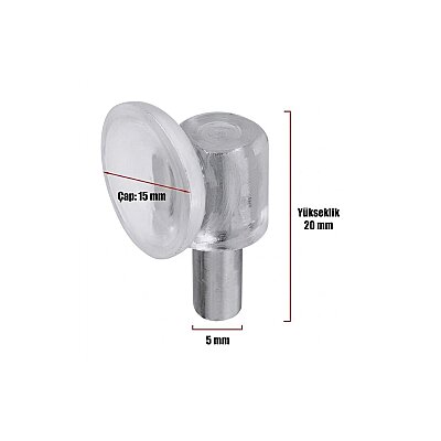 Sese Vantuzlu Geçmeli Raf Pimi 5mm Raf Tutucu 1000 Adet (350-05-10) - Sese (1)