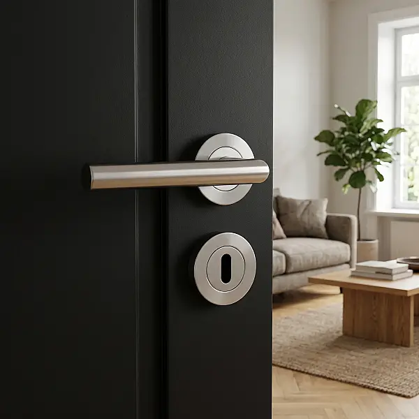 Sese Venedik Modeli Rozetli Kapı Kolu Saten Renk (200-90R-53) - 2