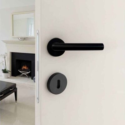 Sese Venedik Modeli Rozetli Kapı Kolu Siyah Renk (200-90R-02) - Sese