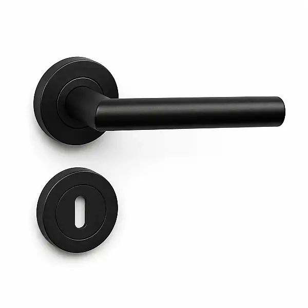 Sese Venedik Modeli Rozetli Kapı Kolu Siyah Renk (200-90R-02) - 2