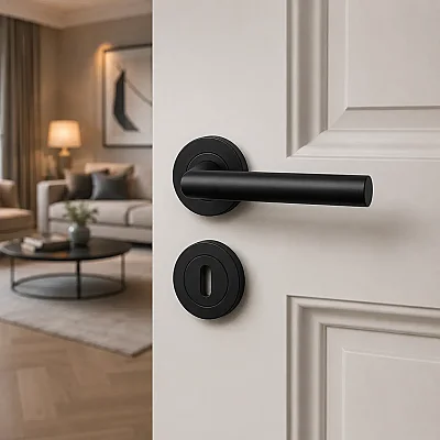 Sese Venedik Modeli Rozetli Kapı Kolu Siyah Renk (200-90R-02) - 1