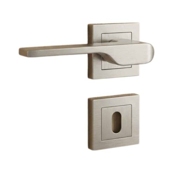 Sese Veroni Modeli Kare Rozetli Oda Kapı Kolu Nikel Saten (200-94R-01-53) - 2