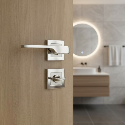 Sese Veroni Modeli Kare Rozetli Wc Kapı Kolu Nikel Saten (200-94R-02-53) - Sese