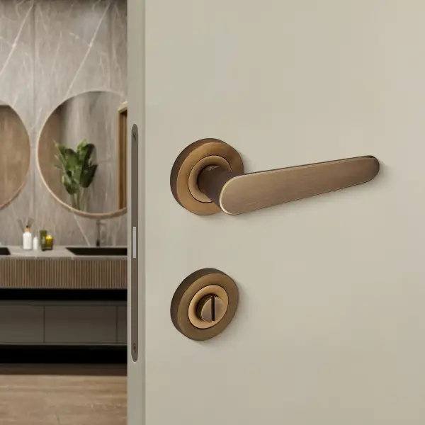 Sese Evin Modeli Rozetli Wc Kapı Kolu Antik Sarı Alüminyum (200-243R-02-94) - 1