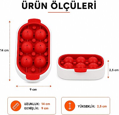 Silikon Kapaklı İkili Küre Buz Kalıbı 6 Hazneli (AMZ11) - 4