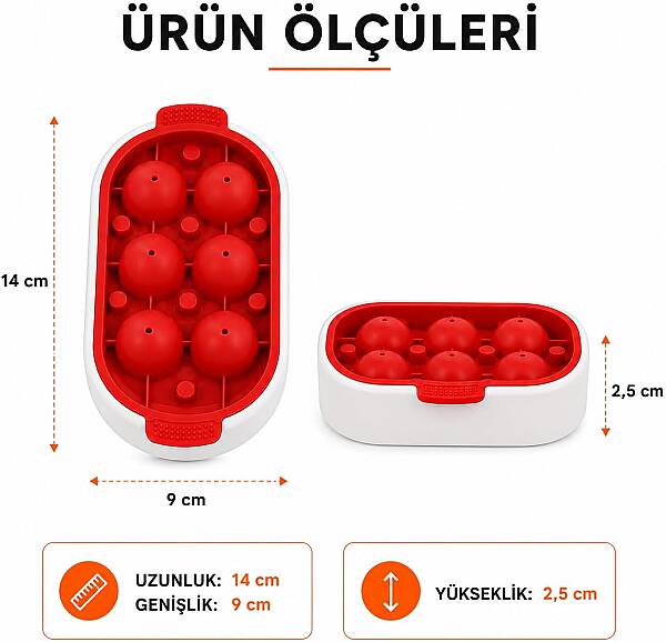 Silikon Kapaklı İkili Küre Buz Kalıbı 6 Hazneli (AMZ11) - 4