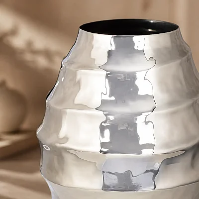 Silver Dalgalı Vazo 24*31 cm (AK.JA0136) - Vitale (1)