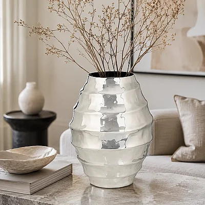 Silver Dalgalı Vazo 24*31 cm (AK.JA0136) - 1