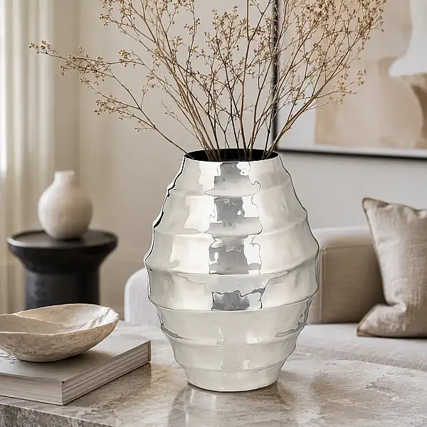 Silver Dalgalı Vazo 24*31 cm (AK.JA0136) - 1