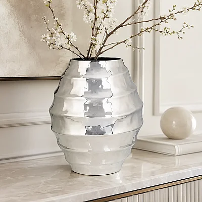Silver Dalgalı Vazo 24*31 cm (AK.JA0136) - 6