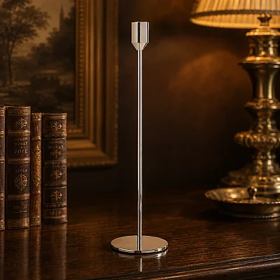 Silver İnce Mumluk 8*8*32 cm (AK.JE0138) - Vitale (1)