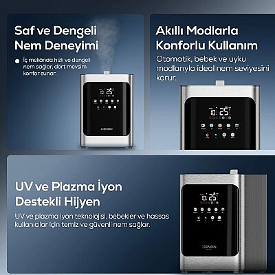 Akıllı Hava Nemlendirici Pure | Sıcak & Soğuk Buhar, 4.8L, UV + Plazma, Wi-Fi, 38dB Sessiz (X7452) - 3
