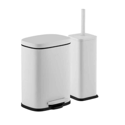 Smart Pedallı Çöp Kovası 5 Lt ve Klozet Fırçası Seti Beyaz (1001 05 B) - Smart