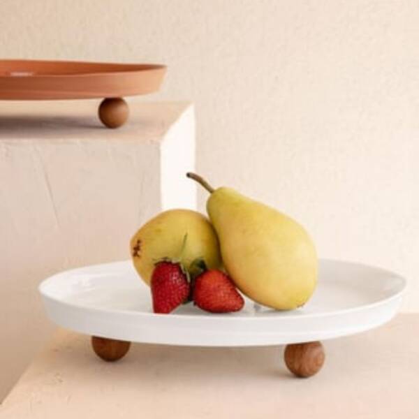 The Mia Limoges Ahşap Ayaklı Tabak Beyaz 27x23x7 cm (SNM0278) - 1