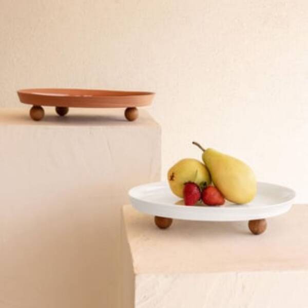 The Mia Limoges Ahşap Ayaklı Tabak Beyaz 27x23x7 cm (SNM0278) - 5