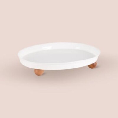 The Mia Limoges Ahşap Ayaklı Tabak Beyaz 27x23x7 cm (SNM0278) - 8