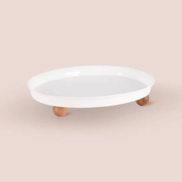 The Mia Limoges Ahşap Ayaklı Tabak Beyaz 27x23x7 cm (SNM0278) - 8