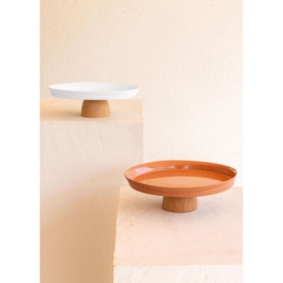 The Mia Limoges Ahşap Ayaklı Tabak Beyaz 22x6 Cm (SNM0284) - 1