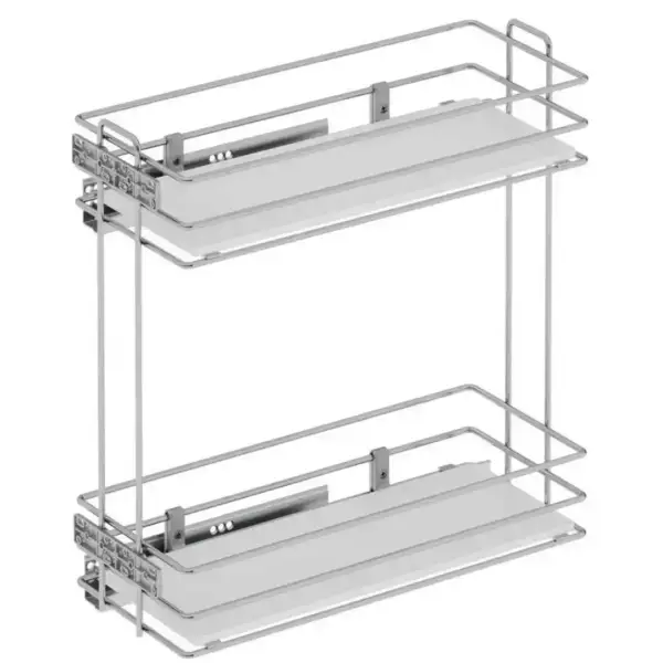 Starax Yandan Teleskopik Raylı Deterjanlık Frenli Ahşap Tablalı Krom Modül 20cm (S-2481-C) - 2