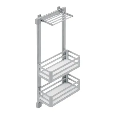 Starax Pantolon Askılı Alüminyum 2 Sepetli Raylı Takım (S-6083-G) - 2