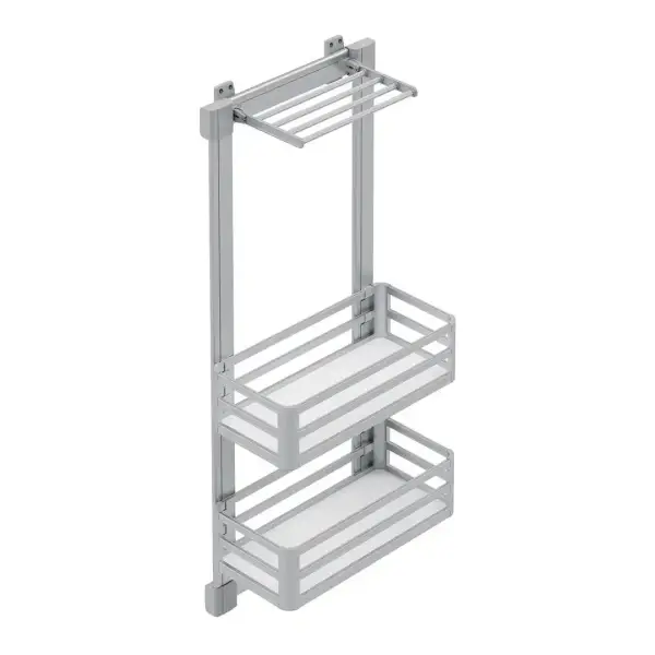 Starax Pantolon Askılı Alüminyum 2 Sepetli Raylı Takım (S-6083-G) - 2