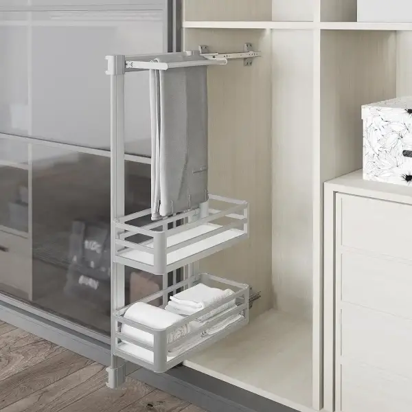Starax Pantolon Askılı Alüminyum 2 Sepetli Raylı Takım (S-6083-G) - 1