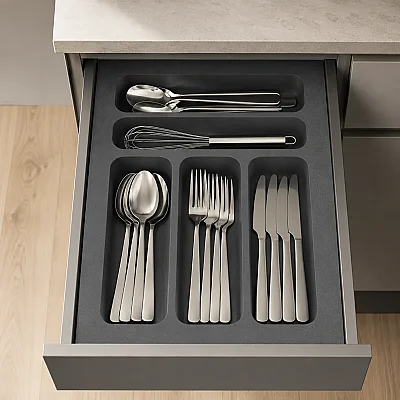 Starax 35 Cm Gri Plastik Kaşıklık 5 Gözlü 29x49 Cm (S-2282-GP) - 1