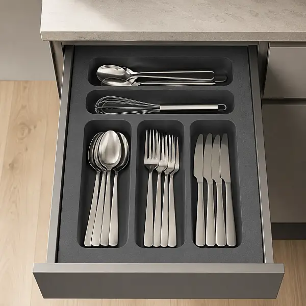 Starax 35 Cm Gri Plastik Kaşıklık 5 Gözlü 29x49 Cm (S-2282-GP) - 1