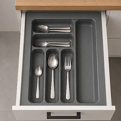 Starax 35 Cm Gri Plastik Kaşıklık 6 Gözlü 34x49 Cm (S-2283-GP) - 1