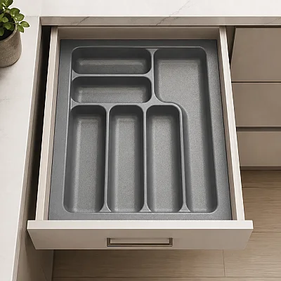 Starax 45 Cm Gri Plastik Kaşıklık 6 Gözlü 39x49 Cm (S-2284-GP) - 1