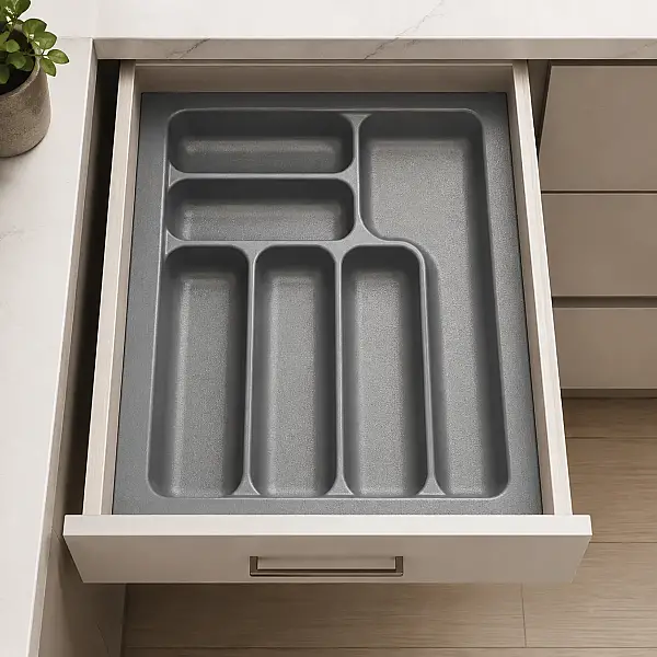 Starax 45 Cm Gri Plastik Kaşıklık 6 Gözlü 39x49 Cm (S-2284-GP) - 1