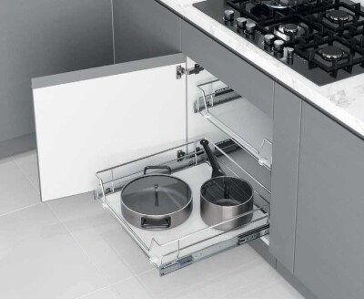 Starax Ahşap Tablalı Bağımsız Teleskopik Raylı Çekmece Frenli Krom 40cm (S-2308-C) - 1