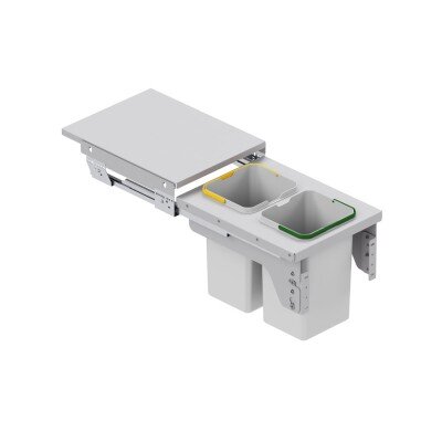 Starax 45cm 12+12lt Kapağa Monte Çöp Kovası Frenli Gri Renk 2 Kovalı (S-2382-G) - Starax (1)