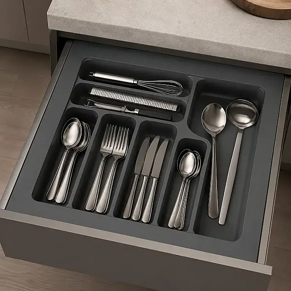 Starax 55 Cm Gri Plastik Kaşıklık 7 Gözlü 49x49 Cm (S-2286-GP) - 1