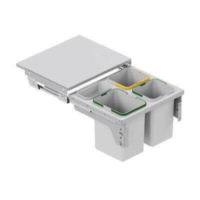 Starax 60cm 16+12+12+1 Lt Kapağa Monte Çöp Kovası Frenli Gri Renk 3 Kovalı (S-2385-G) - Starax (1)