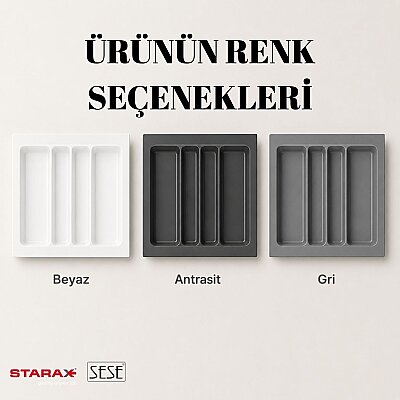 Starax 54x49 Gri Plastik Kepçelik 4 Gözlü Modül 60cm (S-2687-GP) - 4