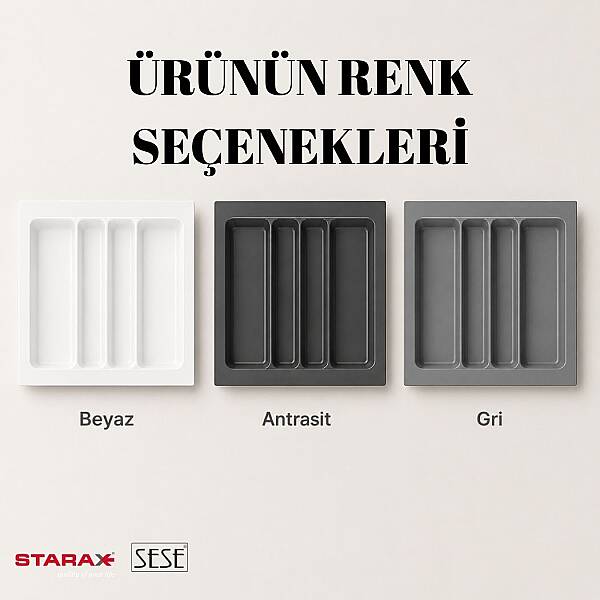 Starax 54x49 Gri Plastik Kepçelik 4 Gözlü Modül 60cm (S-2687-GP) - 4