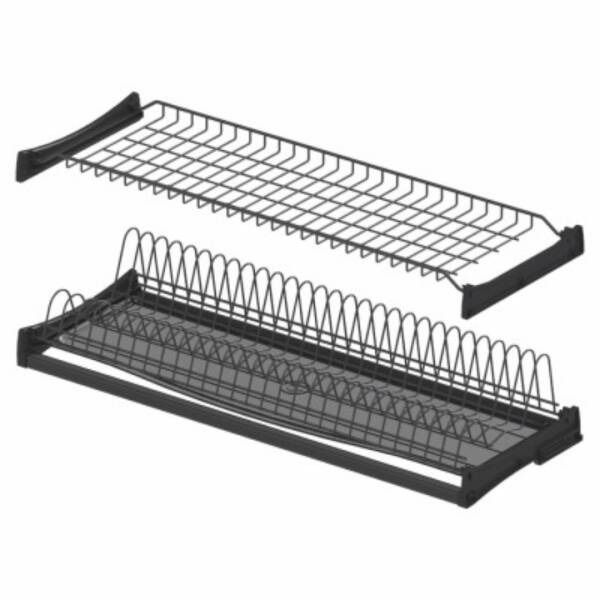 Starax 90cm Alüminyum Profil Tepsili Tabaklık - Bardaklık Seti Antrasit Renk (S-5162-A) - 2